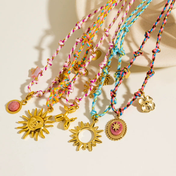 Ladies Handmade Stainless Steel And Titanium Steel Rope Chain Multi Pendant Light Luxury Geometric Necklace