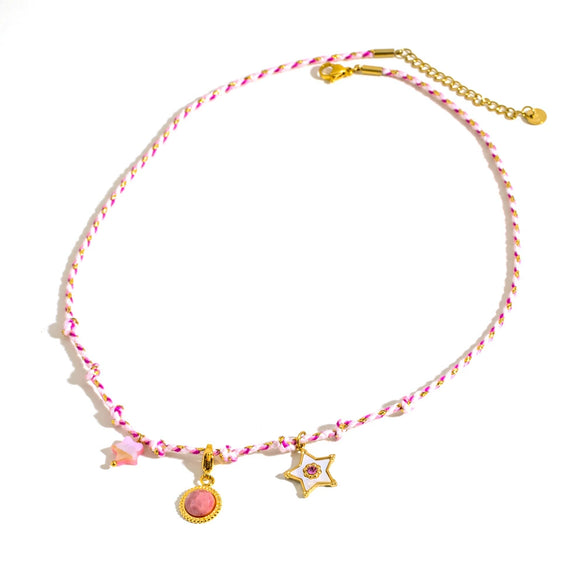 Ladies Handmade Stainless Steel And Titanium Steel Rope Chain Multi Pendant Light Luxury Geometric Necklace