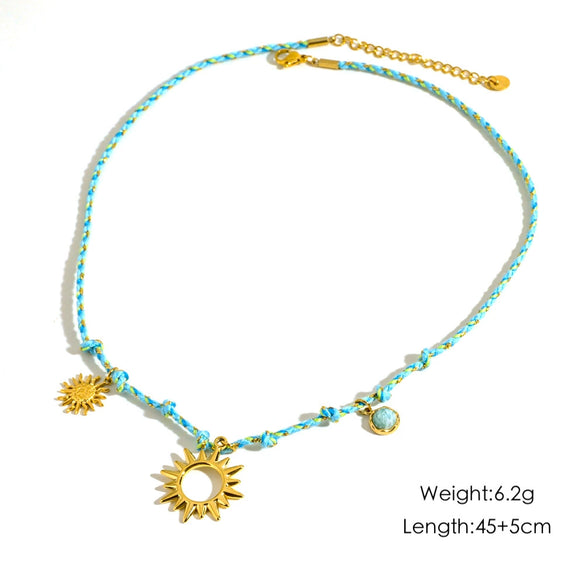 Ladies Handmade Stainless Steel And Titanium Steel Rope Chain Multi Pendant Light Luxury Geometric Necklace