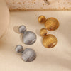 Ladies Hemispherical Titanium Steel And Stainless Steel Geometric Style Electroplated Earrings