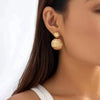Ladies Hemispherical Titanium Steel And Stainless Steel Geometric Style Electroplated Earrings