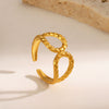 Ladies Hollow Drop Shape Hammered Stainless Steel Ring With Electroplating