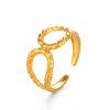 Ladies Hollow Drop Shape Hammered Stainless Steel Ring With Electroplating