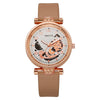 Ladies Hollow Quartz Watch Fashionable Alloy Imitation Leather Ordinary Glass Mirror Spiral Crown Pin Buckle Round Dial