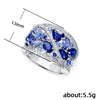 Ladies Hollow Ring Luxury Group Inlaid Blue Zircon Copper Geometric Style