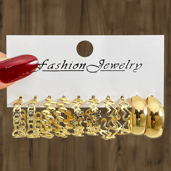 Ladies Imitation Pearl Geometric Hammer Set With Pearls Earrings