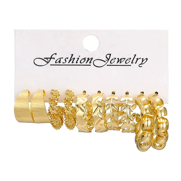 Ladies Imitation Pearl Geometric Hammer Set With Pearls Earrings