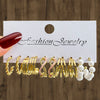 Ladies Imitation Pearl Geometric Hammer Set With Pearls Earrings