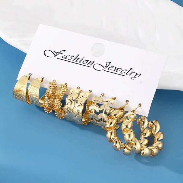 Ladies Imitation Pearl Geometric Hammer Set With Pearls Earrings