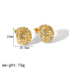 Ladies Imitation Pearl Titanium Steel Geometric Inlaid Earrings
