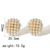 Ladies Imitation Pearl Titanium Steel Geometric Inlaid Earrings