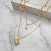 Ladies Jewelry Alloy Multilayer Pearl Love Necklace With Geometric Pattern And Electroplating