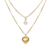 Ladies Jewelry Alloy Multilayer Pearl Love Necklace With Geometric Pattern And Electroplating