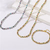 Ladies Jewelry Copper Micropaved Zircon Colorful Asymmetrical Geometric Necklace Bracelet Set 18K Plated