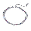 Ladies Jewelry Copper Micropaved Zircon Colorful Asymmetrical Geometric Necklace Bracelet Set 18K Plated