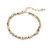 Ladies Jewelry Copper Micropaved Zircon Colorful Asymmetrical Geometric Necklace Bracelet Set 18K Plated