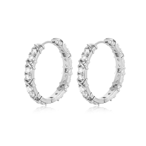 Ladies Jewelry Hot Environmental Protection Copper Microinlaid Zircon Geometric Earrings