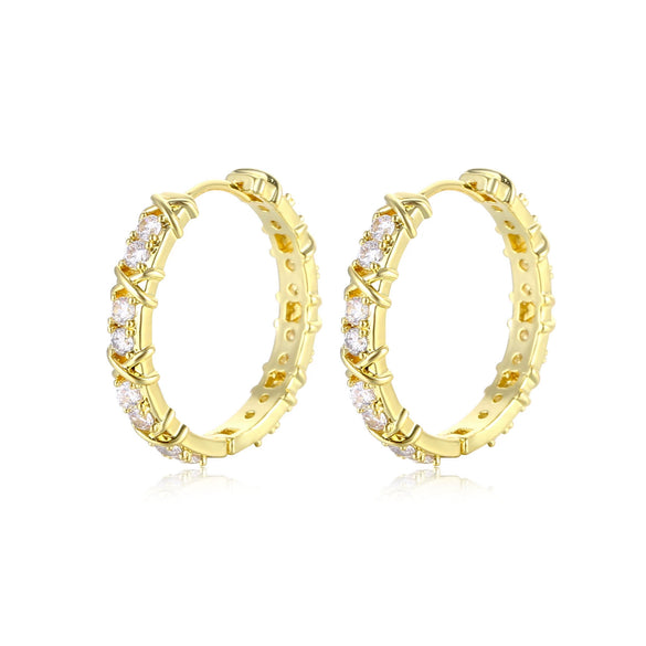 Ladies Jewelry Hot Environmental Protection Copper Microinlaid Zircon Geometric Earrings