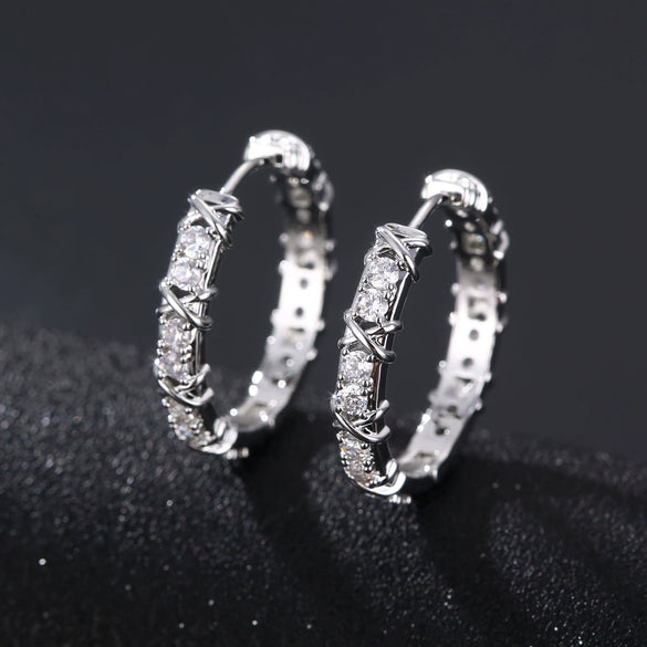 Ladies Jewelry Hot Environmental Protection Copper Microinlaid Zircon Geometric Earrings