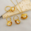 Ladies Jewelry Stainless Steel Pearl Shell Earrings And Necklace With Electroplating