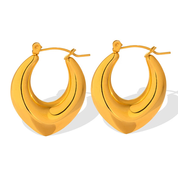 Ladies Kidney Bean Ushaped Electroplated Geometric 316L Stainless Steel Earrings