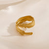 Ladies Leaf Pattern Stainless Steel Electroplated Open Adjustable Ring