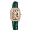 Ladies Leisure Alloy Case Imitation Leather Strap Round Egg Dial Rhinestone Watch