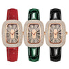 Ladies Leisure Alloy Case Imitation Leather Strap Round Egg Dial Rhinestone Watch