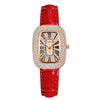 Ladies Leisure Alloy Case Imitation Leather Strap Round Egg Dial Rhinestone Watch