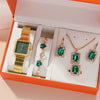 Ladies Leisure Green Quartz Watch With Alloy Case And Stainless Steel Band Round Dial