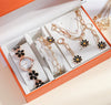 Ladies Leisure 5 Piece Set With Alloy Chain And Strap Round Dial English Watch And Flower Pendant