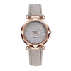 Ladies Leisure Quartz Watch With Alloy Case Imitation Leather Strap Round Dial And Starry Sky Silver Powder Pattern