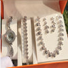 Ladies Leisure Style Quartz Watch Gift Set With Alloy Case Stainless Steel Strap And Round Dial