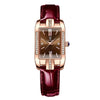 Ladies Leisure Ultrathin Square Alloy Leather Belt Watch With Mineral Strengthened Glass Mirror And Stainless Steel Pin Buckle