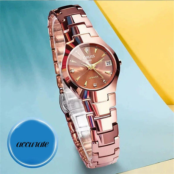Ladies Leisure Waterproof Luminous Steel Watch With Round Dial