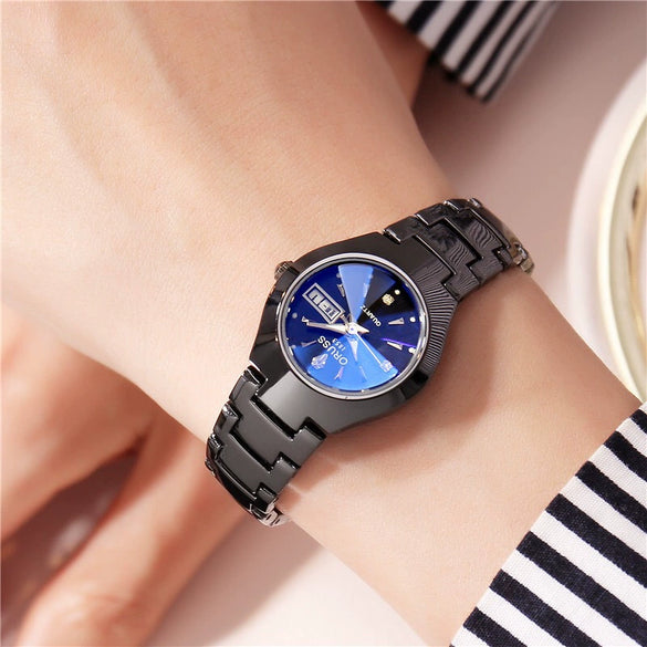Ladies Leisure Waterproof Luminous Steel Watch With Round Dial