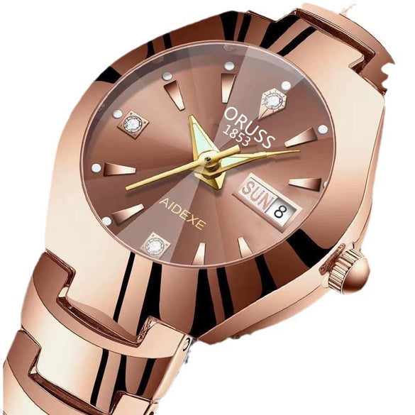Ladies Leisure Waterproof Luminous Steel Watch With Round Dial
