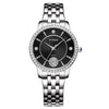 Ladies Leisure Waterproof Quartz Watch With Alloy Case And Stainless Steel Strap And Buckle Round Dial Mineral Reinforced Glass Mirror