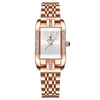 Ladies Leisure Waterproof Quartz Watch With Rectangular Dial Stainless Steel Band And Alloy Body