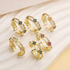 Ladies Light Luxury Copper Four Leaf Clover Flower Petal Open Ring With Zirconia