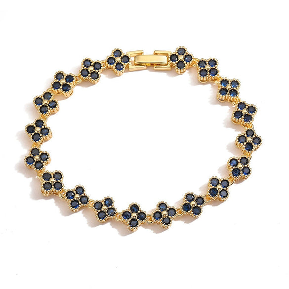 Ladies Light Luxury Copper Jewelry Set With 18K Gold Plated Four Leaf Clover Pattern And Inlaid Colored Diamond And Zirconia For Necklace And Bracelet