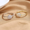 Ladies Light Luxury Snowflake Copper Gold Plated Inlaid Zircon Ring Jewelry