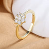 Ladies Light Luxury Snowflake Copper Gold Plated Inlaid Zircon Ring Jewelry