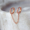 Ladies Long Chain Earrings Copper Inlaid Zircon Geometric Style