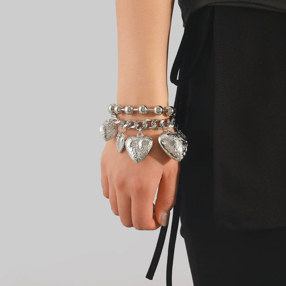 Ladies Love Pendant Charm Bracelet Twopiece Zinc Alloy Electroplated