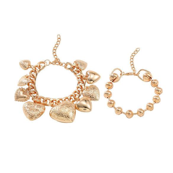 Ladies Love Pendant Charm Bracelet Twopiece Zinc Alloy Electroplated