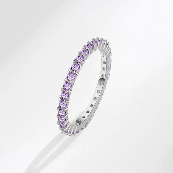 Ladies Luxury Amethyst Row Diamond Ring Copper Minimalist The Crown Style