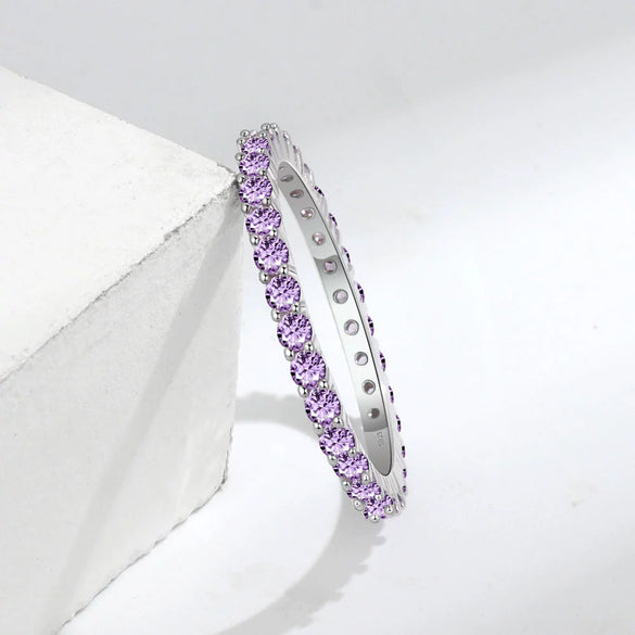 Ladies Luxury Amethyst Row Diamond Ring Copper Minimalist The Crown Style