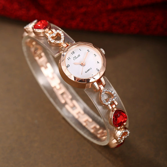 Ladies Luxury Quartz Bracelet Watch With Disc Shape Alloy Material