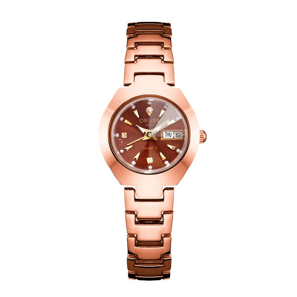 Ladies Luxury Quartz Watch Alloy Case And Strap Round Dial Waterproof
